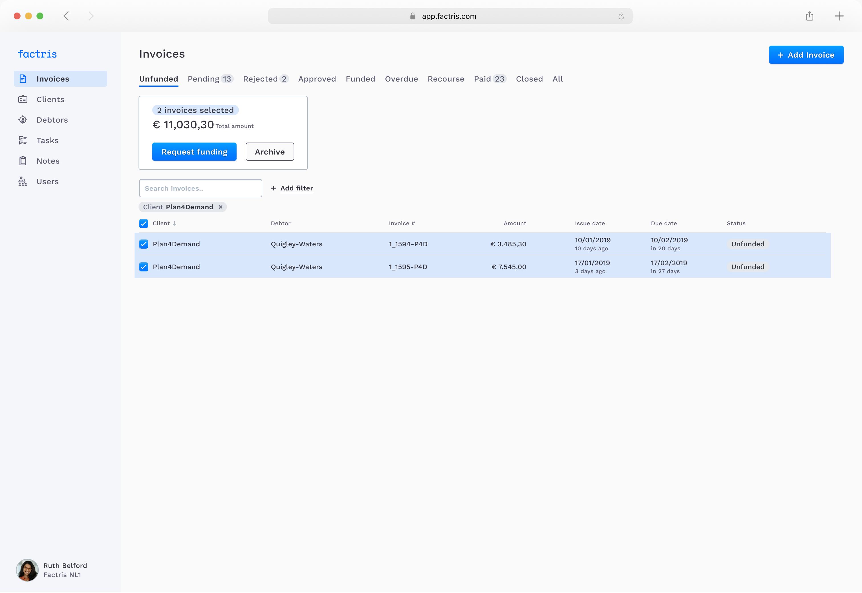 Invoices Overview Screenshot