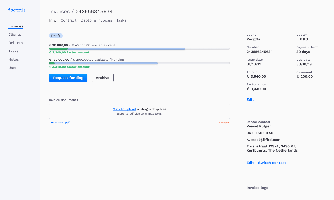 Polished design of the invoice detail page